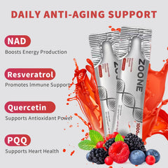Zoone NAD Resveratrol supplement dropper illustrates easy liquid dosing.