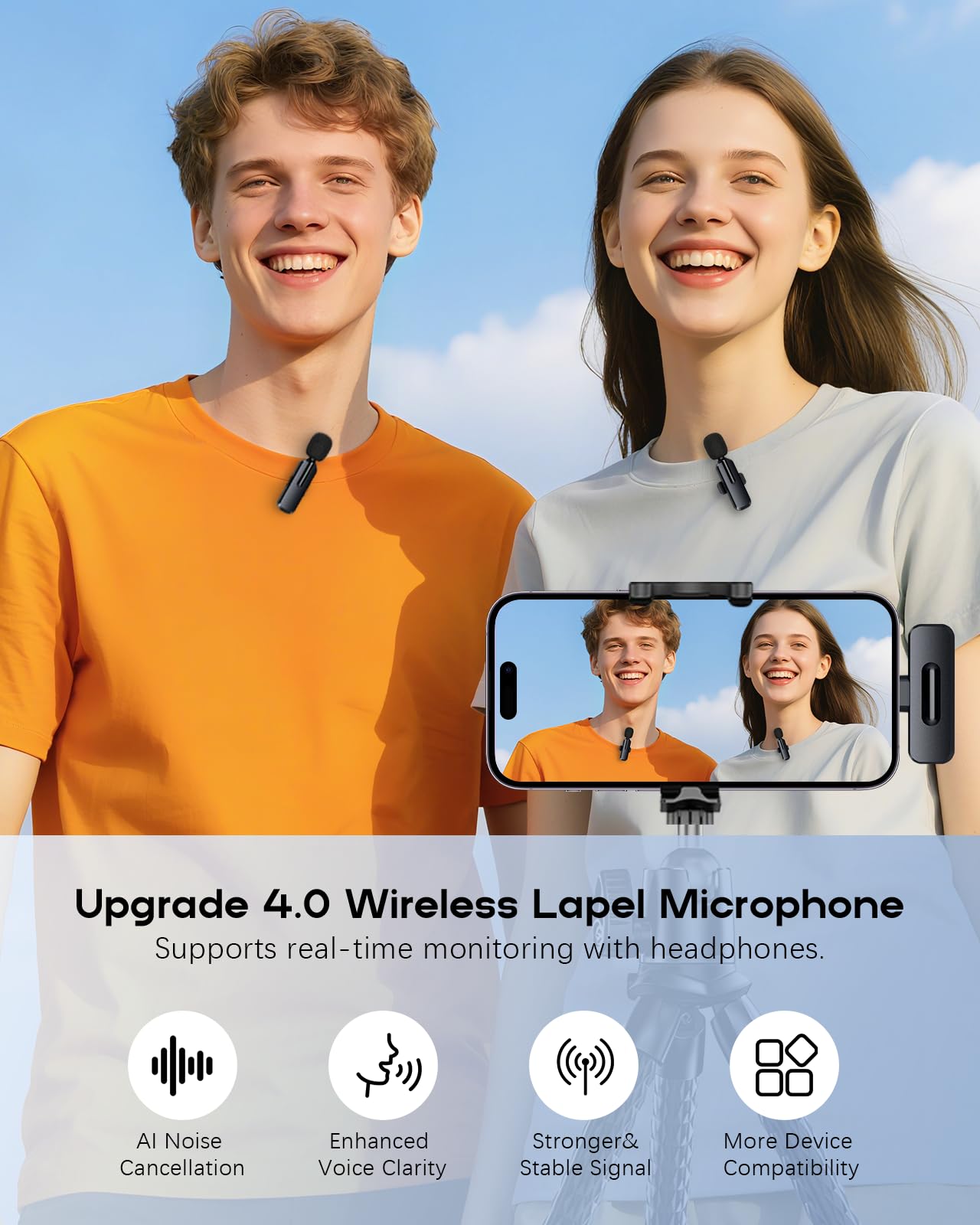 ZOPPLM lavalier mic clipped on clothing for discreet capture.