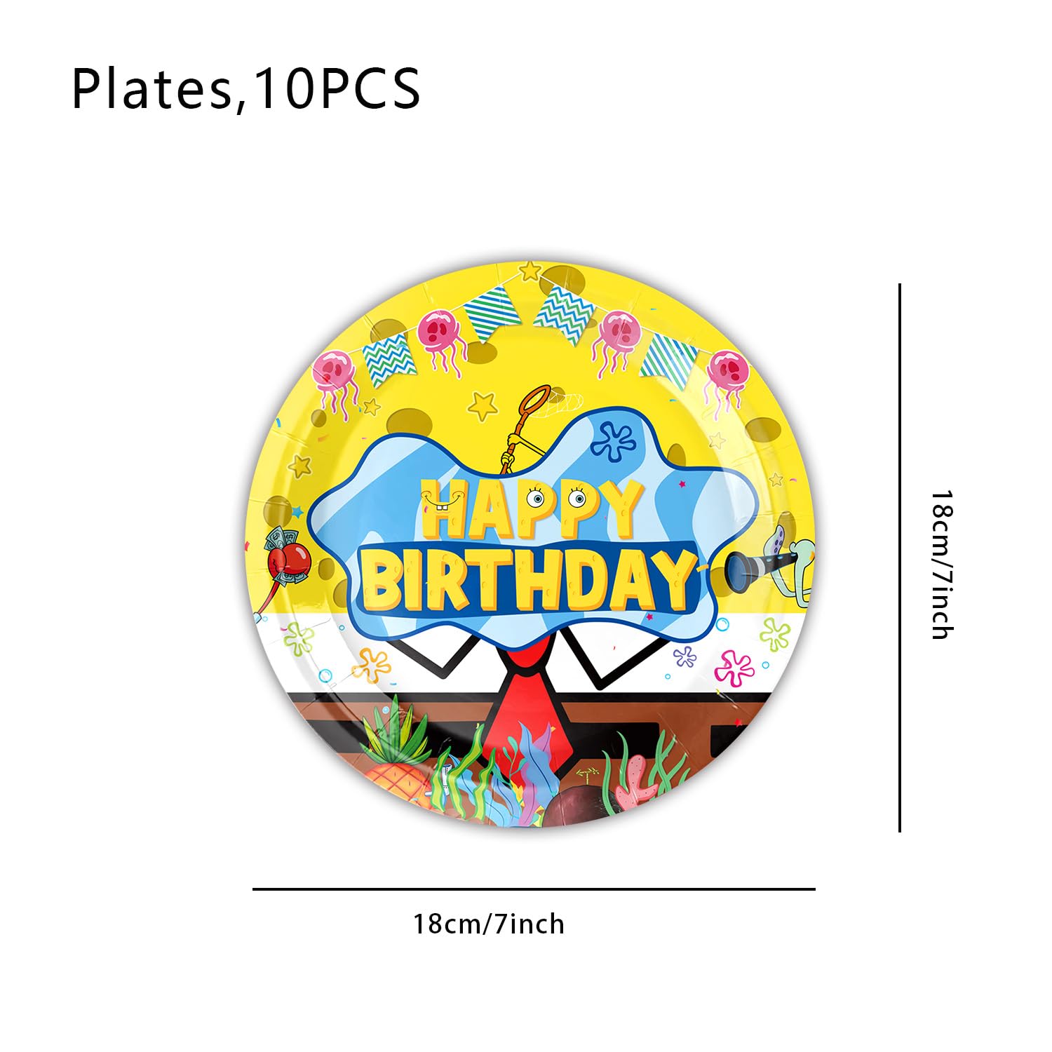 Zorpex cartoon sponge 7-inch plates perfect for snacks and desserts