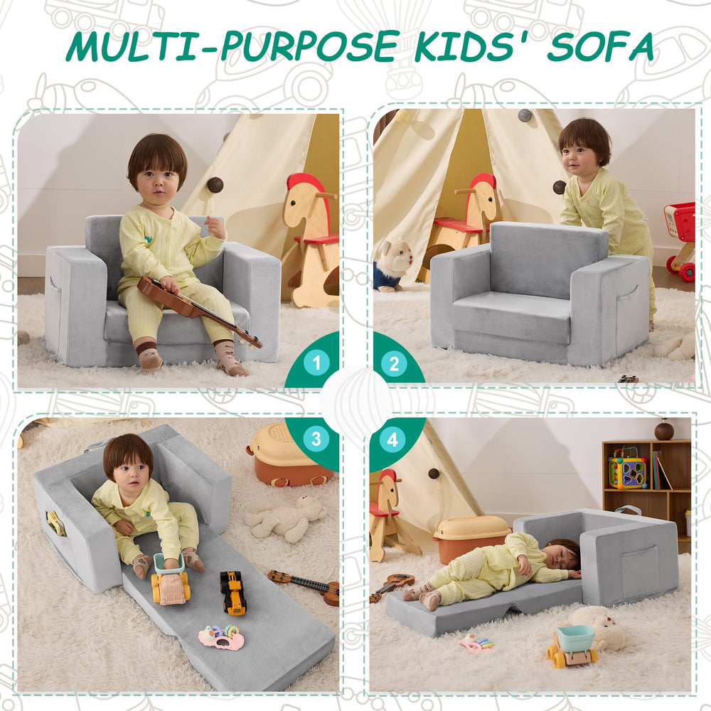 Zorvoxz Kids Couch machine-washable slipcover keeps fabrics fresh.