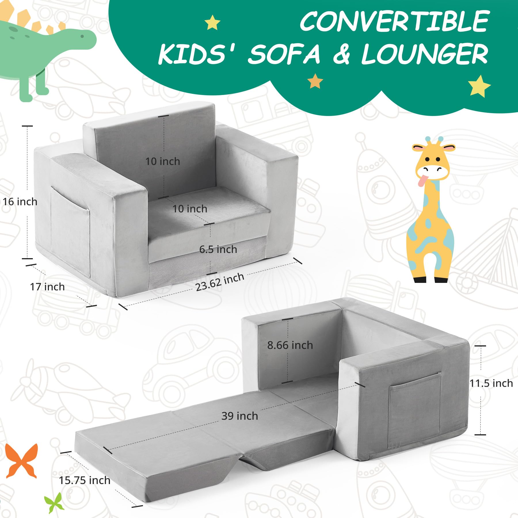 Zorvoxz Kids Couch soft Dutch flannel texture feels gentle on skin.