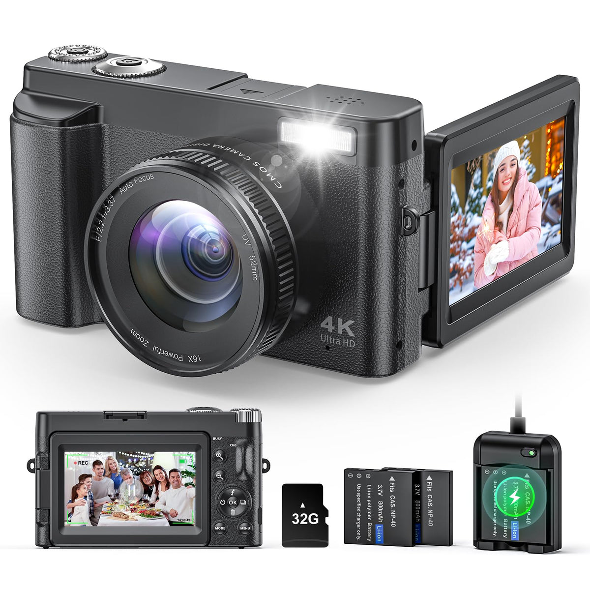Zostuic 4K vlogging camera front view for high-quality YouTube videos