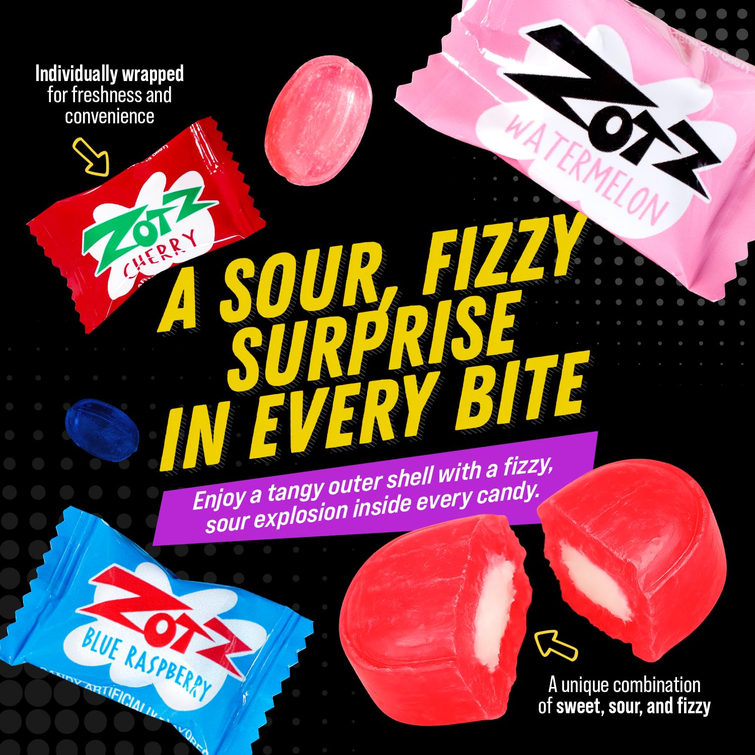 Zotz Fizzy Candy strawberry flavor with fizz core