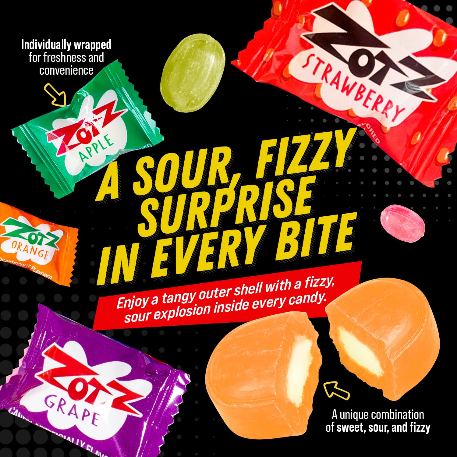 Zotz strawberry flavor center a retro treat