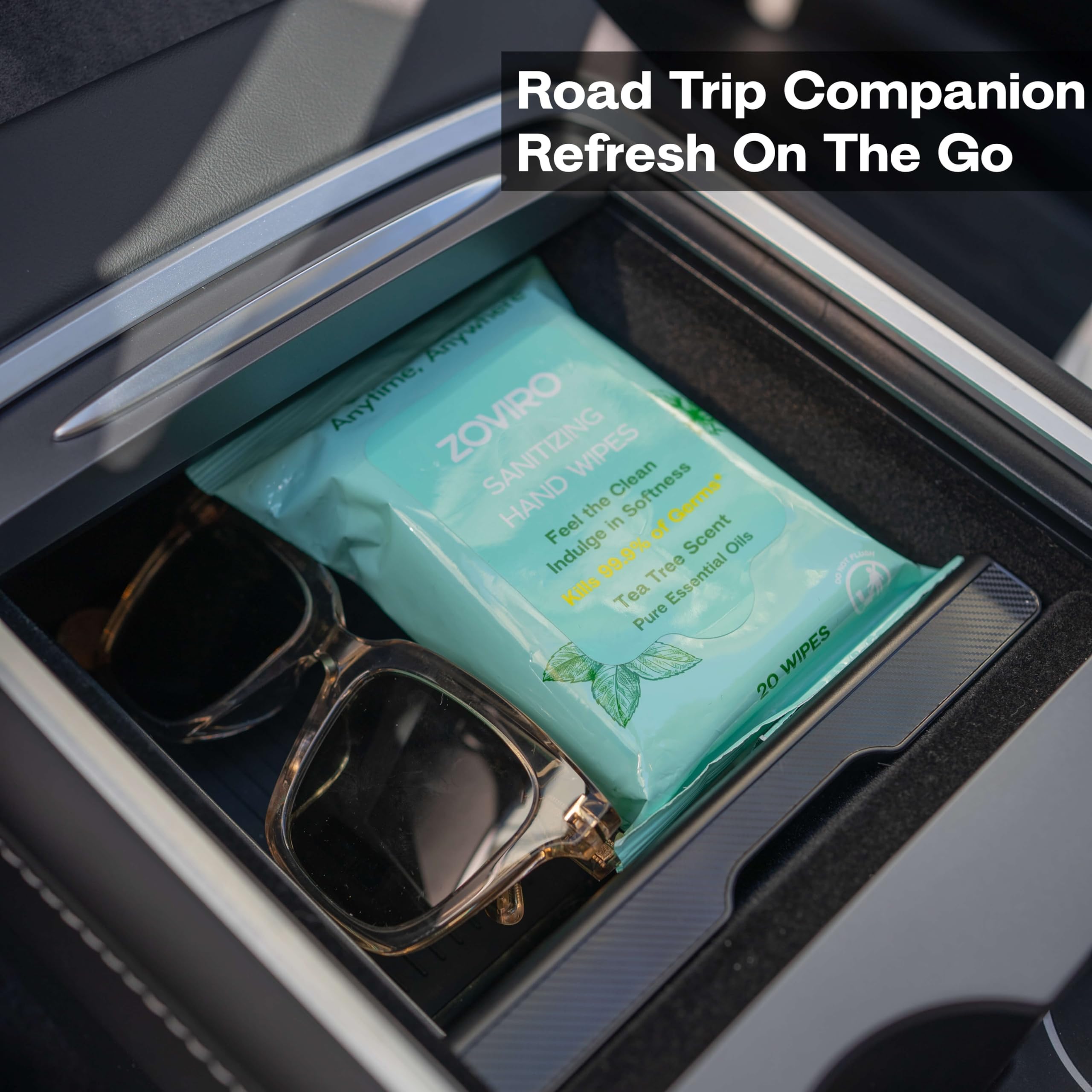Travel pack with 20 wipes from Zoviro for on-the-go use.