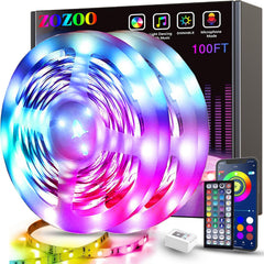 ZOZOO 100ft LED lights for bedroom with remote and app for easy mood setup