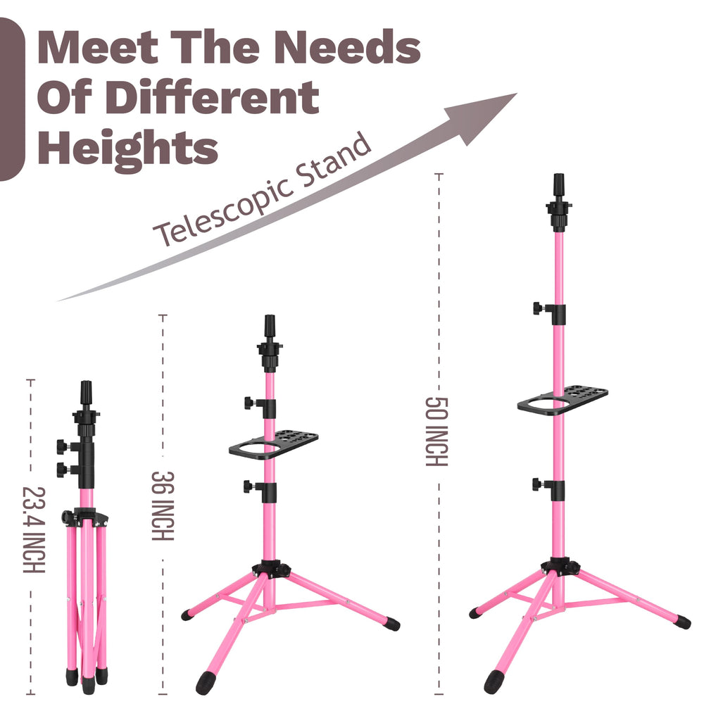 Close-up of stainless steel construction on ZQIAN BEAUTY wig stand tripod