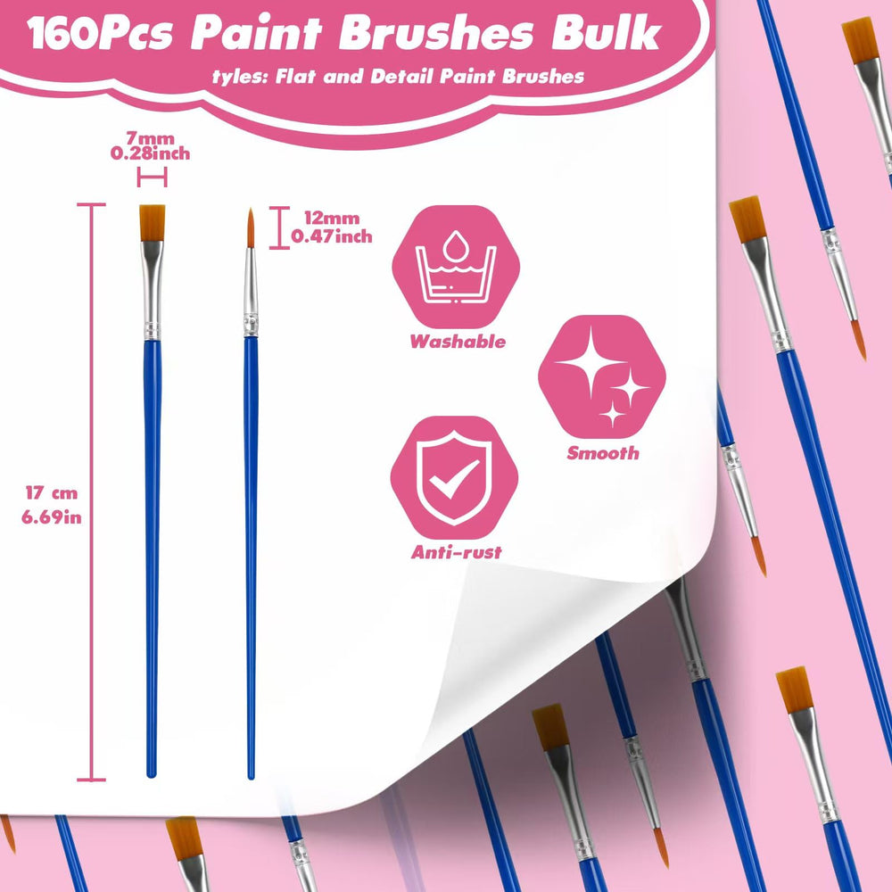 ZRLEI flat brushes 80-pcs for broad strokes and detailed lines