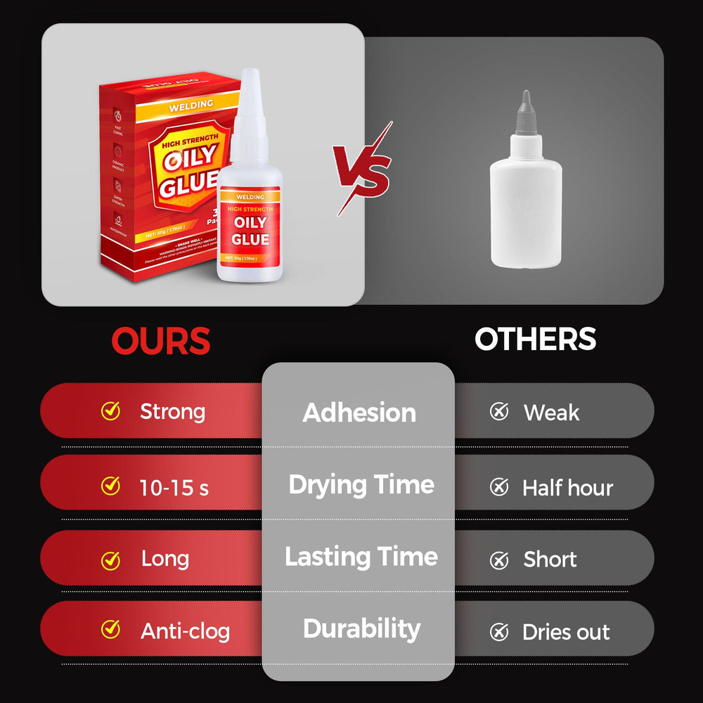 Zrpot oil-based glue dries in about 10 seconds for rapid fixes.