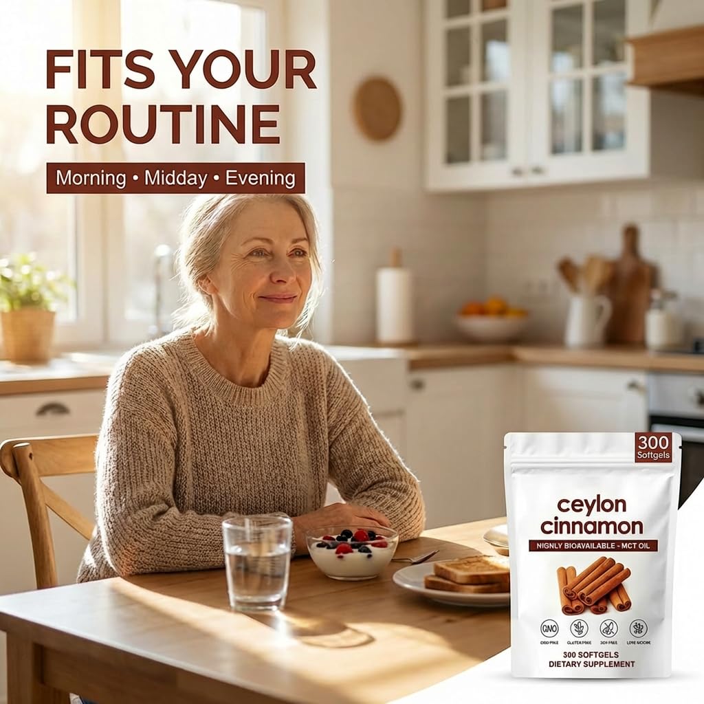 ZRRTXV Cinnamon Softgels gluten-free badge on packaging.