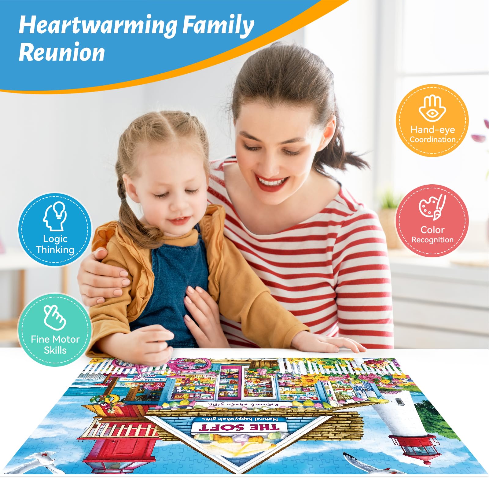 ZSYCZAO seaside gift shop scene puzzle—enjoy mindful puzzling with calming coastal vibes.