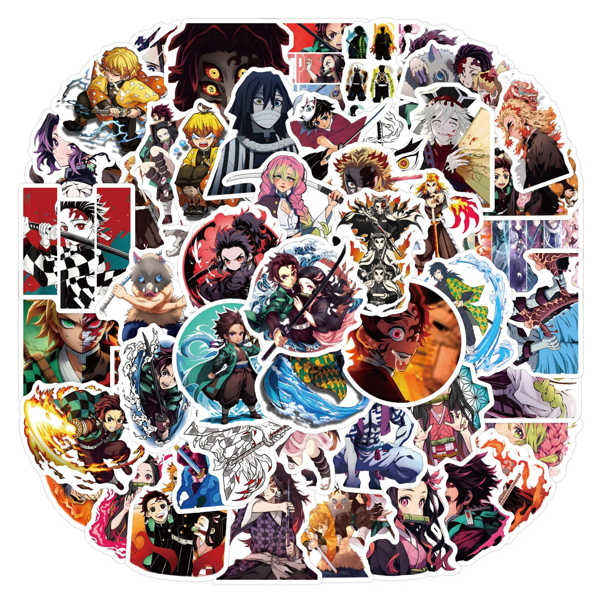 ZUIYIJIANGNAN Demon Anime Slayer stickers on a laptop with vibrant waterproof designs.