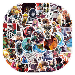 ZUIYIJIANGNAN Demon Anime Slayer stickers on a laptop with vibrant waterproof designs.