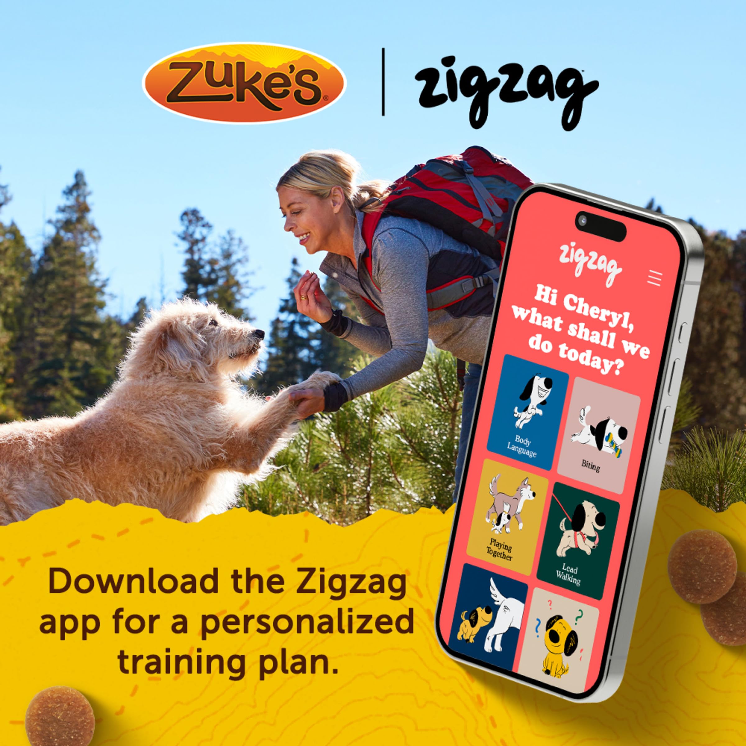 Zuke's dog training treats suitable for all sizes.
