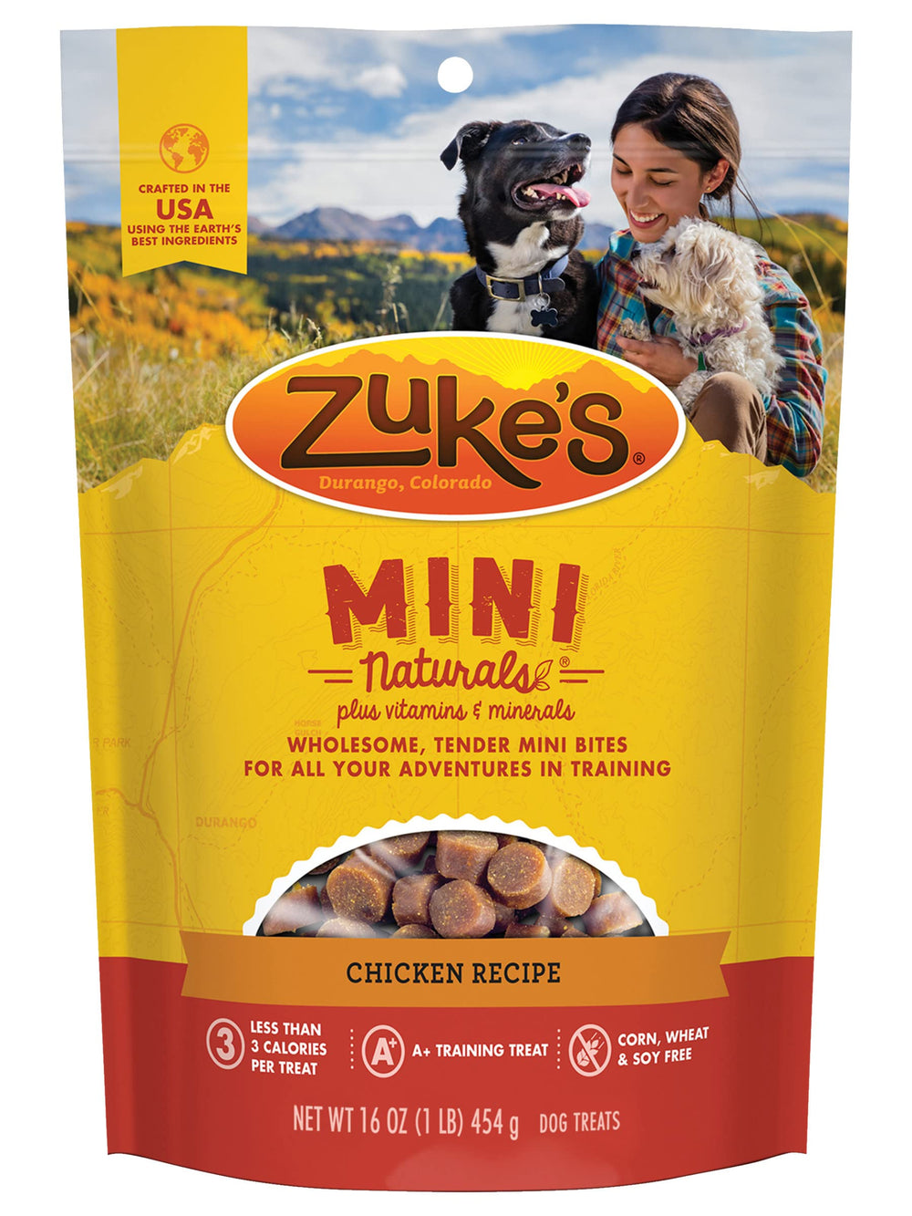 Zuke's resealable pouch keeps treats fresh during adventures.
