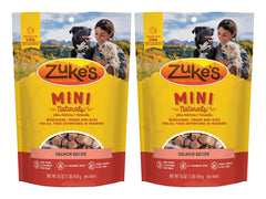 Zuke's Mini Naturals Salmon Recipe pack shows soft, low-calorie dog treats for all sizes