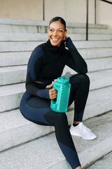 Zulu Goals bottle with time markers to track daily hydration progress.