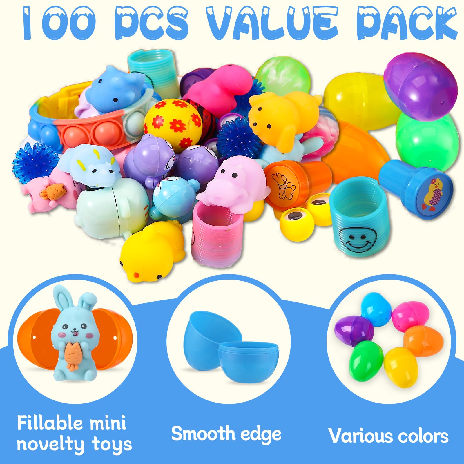 Zunaco plastic Easter eggs filled with multiple toys for kids