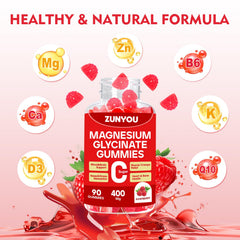ZUNYOU gummies raspberry flavor close-up, sugar-free option for daily relaxation.