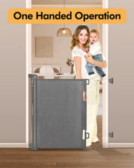 Zupetta retractable gate quickly installs against baseboards for versatile indoor or outdoor use.