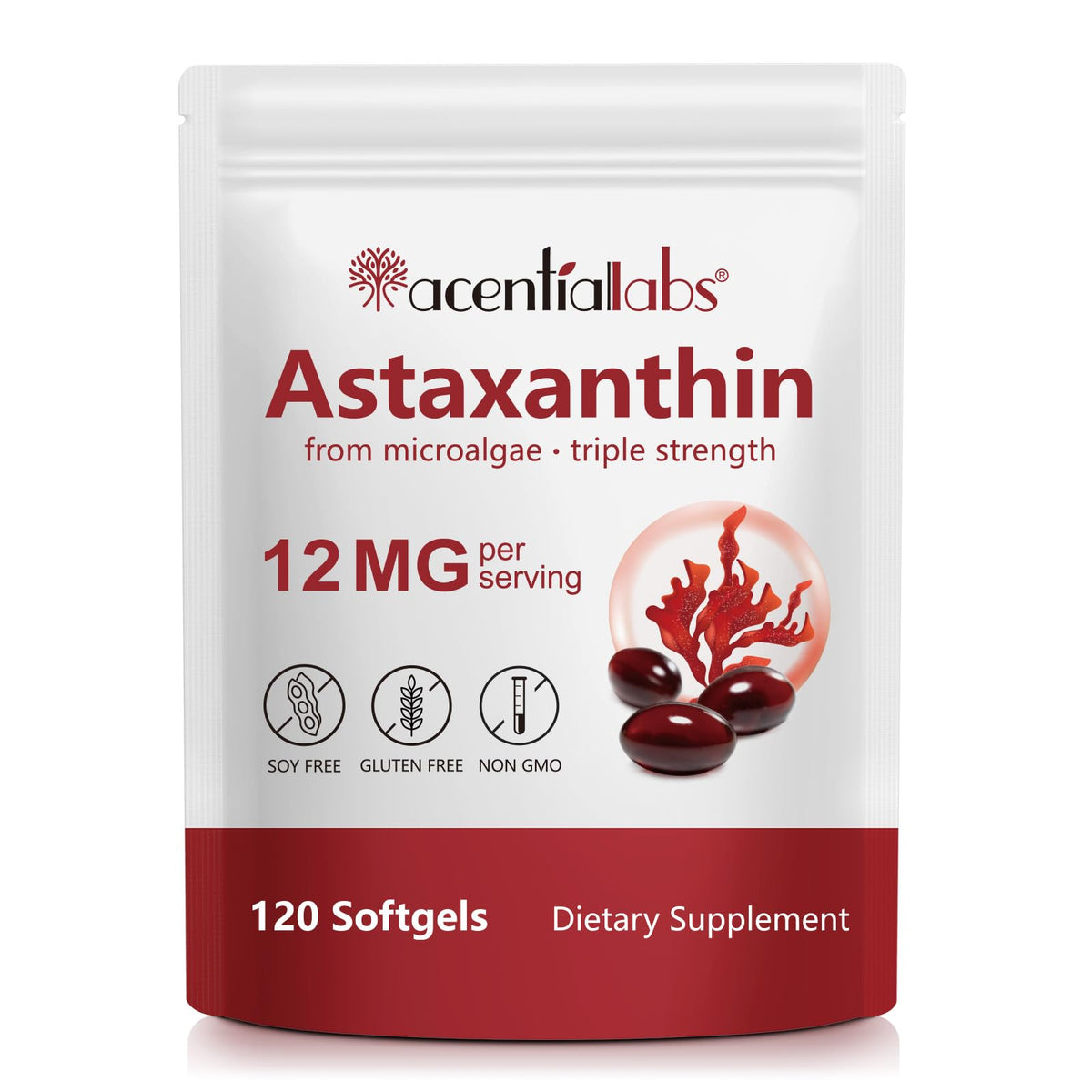 ZUZOKKAHA Astaxanthin softgel bottle for daily antioxidant support.