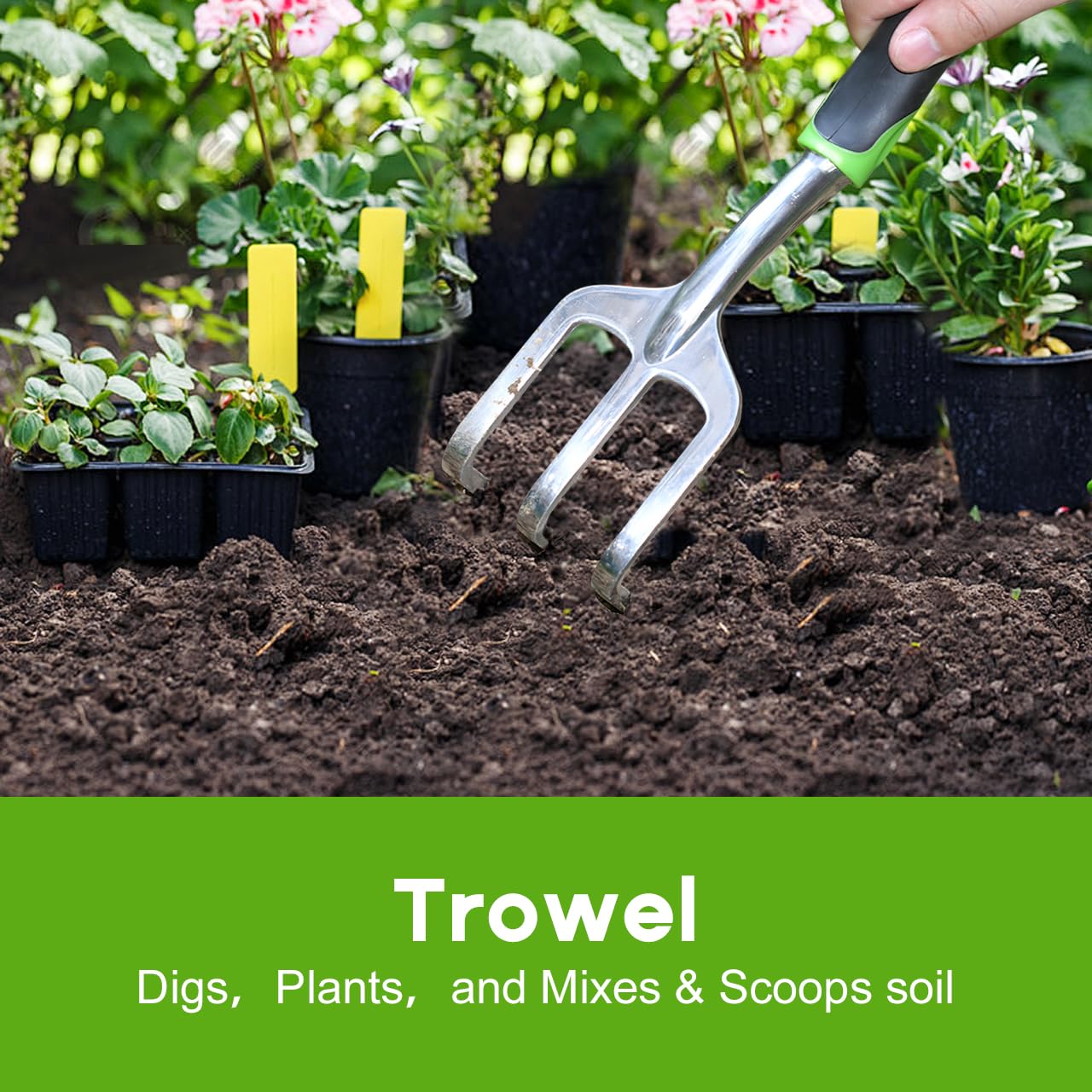 ZUZUAN transplant trowel shows inches and centimeters scale.