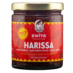 Zwita Spicy Harissa 6oz jar showcases bold Tunisian flavor for soups and sauces