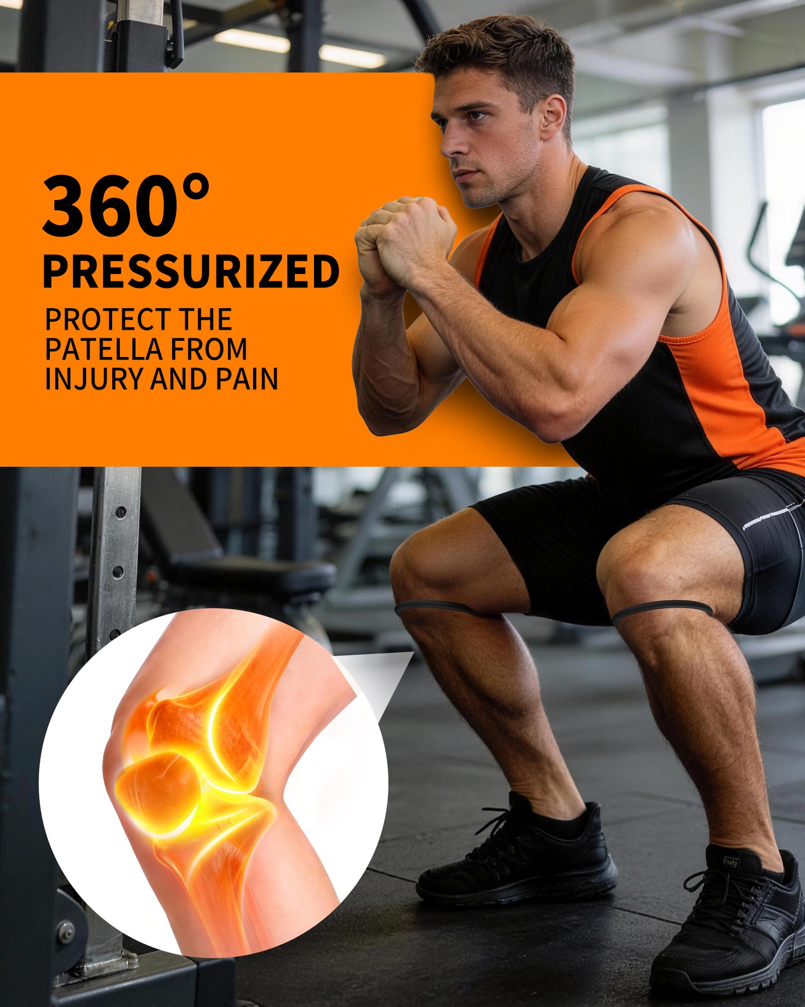 ZYHBLZX slip-resistant knee strap stays in place during intense workouts.