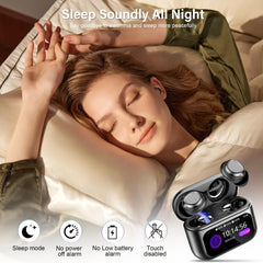 ZYHKON Sleep Earbuds touchscreen control demonstrates easy playback and mode adjustment.