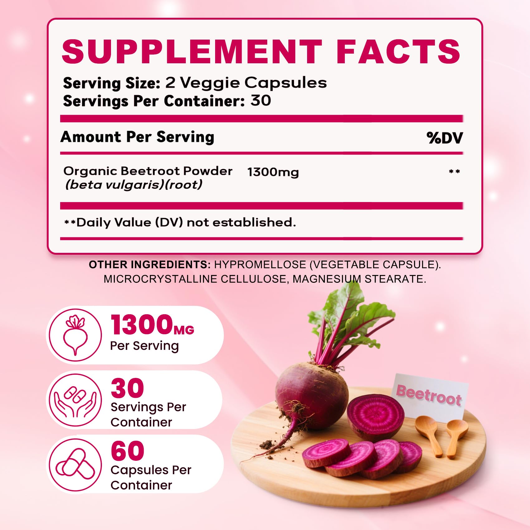 ZyliaVitaX facts panel with bottle emphasizing organic beet root content