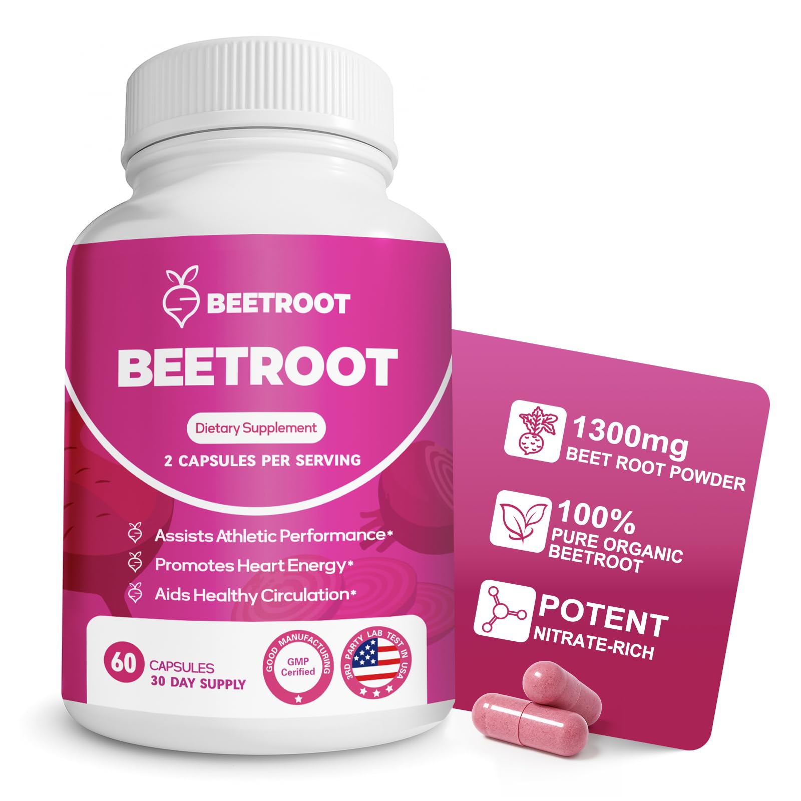 ZyliaVitaX Beet Root Capsules bottle front view for easy daily energy support