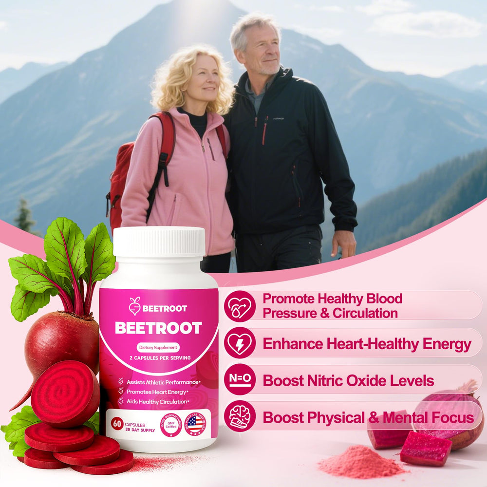 Clean background image of ZyliaVitaX vegan beet capsules ready to take