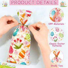 ZYLOP Easter bags include 60 gold ties for quick sealing.