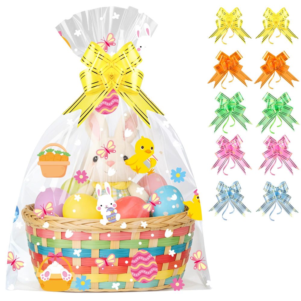 ZYLOP Easter basket bags 20x28 with clear wrap and 2.8 mil durability for bulky gifts.
