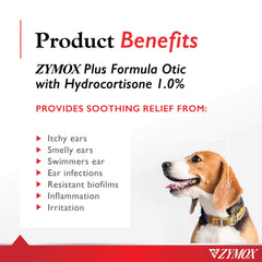 Zymox Otic Plus ear cleaner closeup showing soothing action for pets