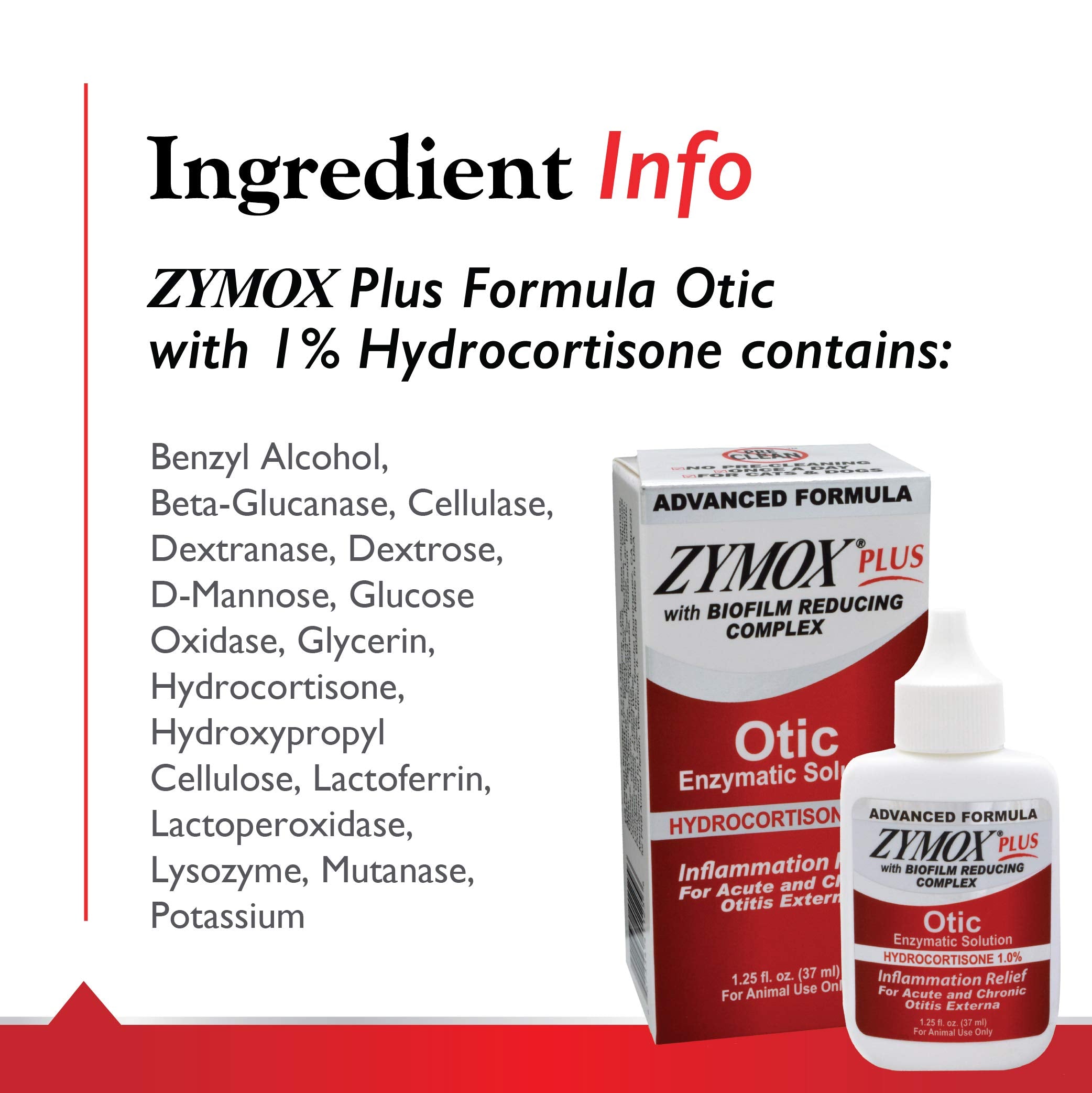 Zymox Otic Plus enzyme system closeup supporting biofilm-related ear concerns