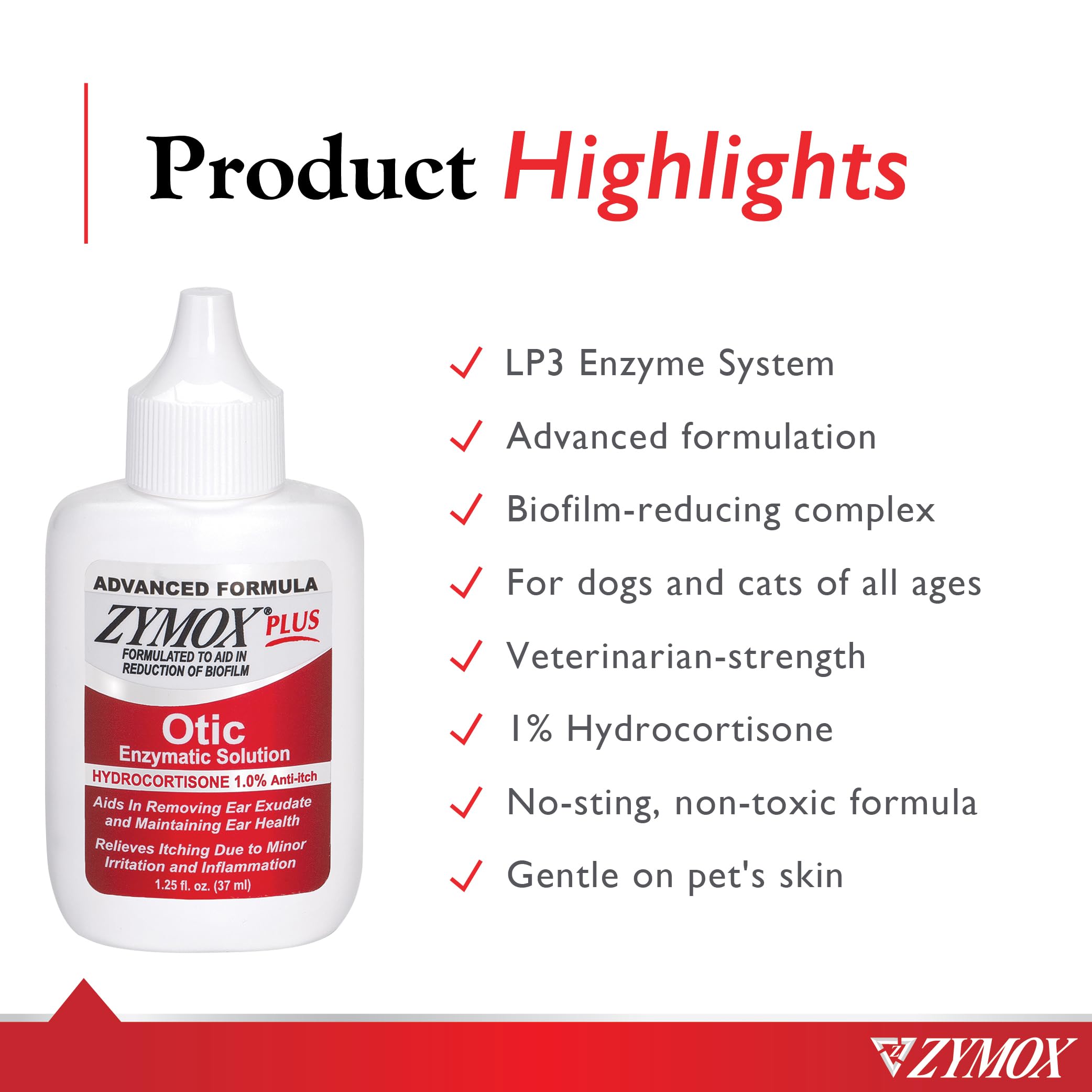 Zymox Otic Plus packaging image highlighting all-in-one ear care solution