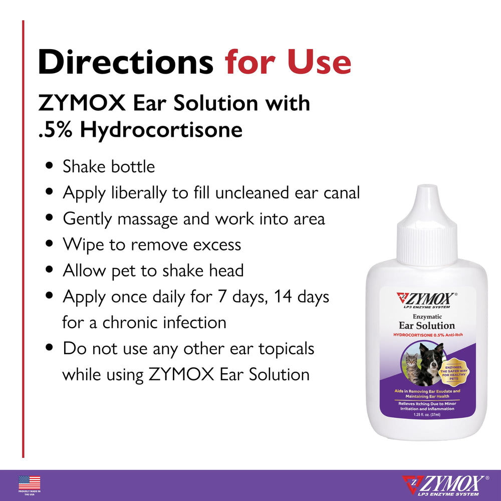 Zymox solution being applied to a pet ear for quick penetration