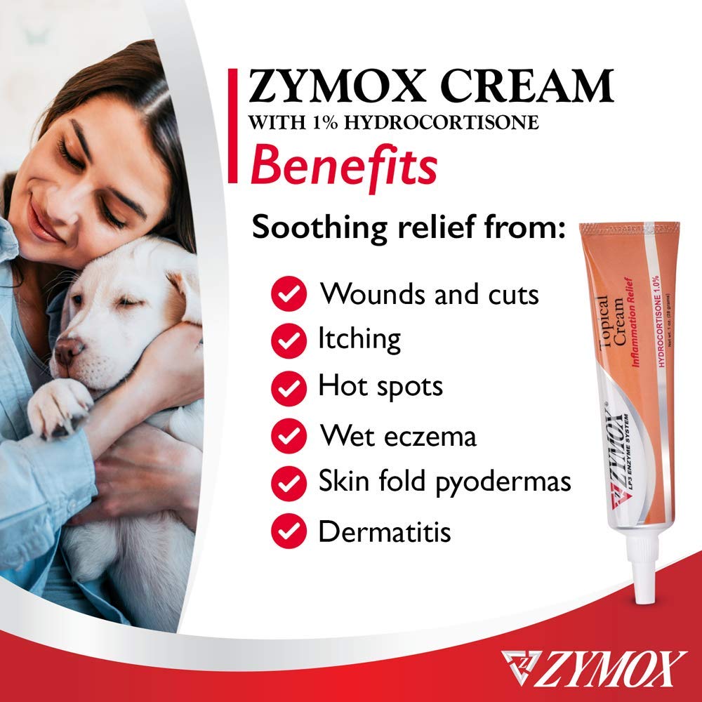 Zymox topical cream applied to a dog's itchy area for relief
