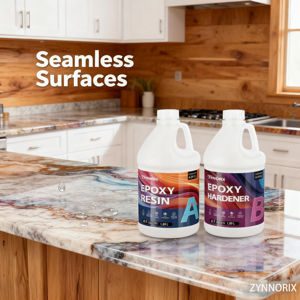 Zynnorix epoxy tabletop projects highlight durability and crystal-clear shine.