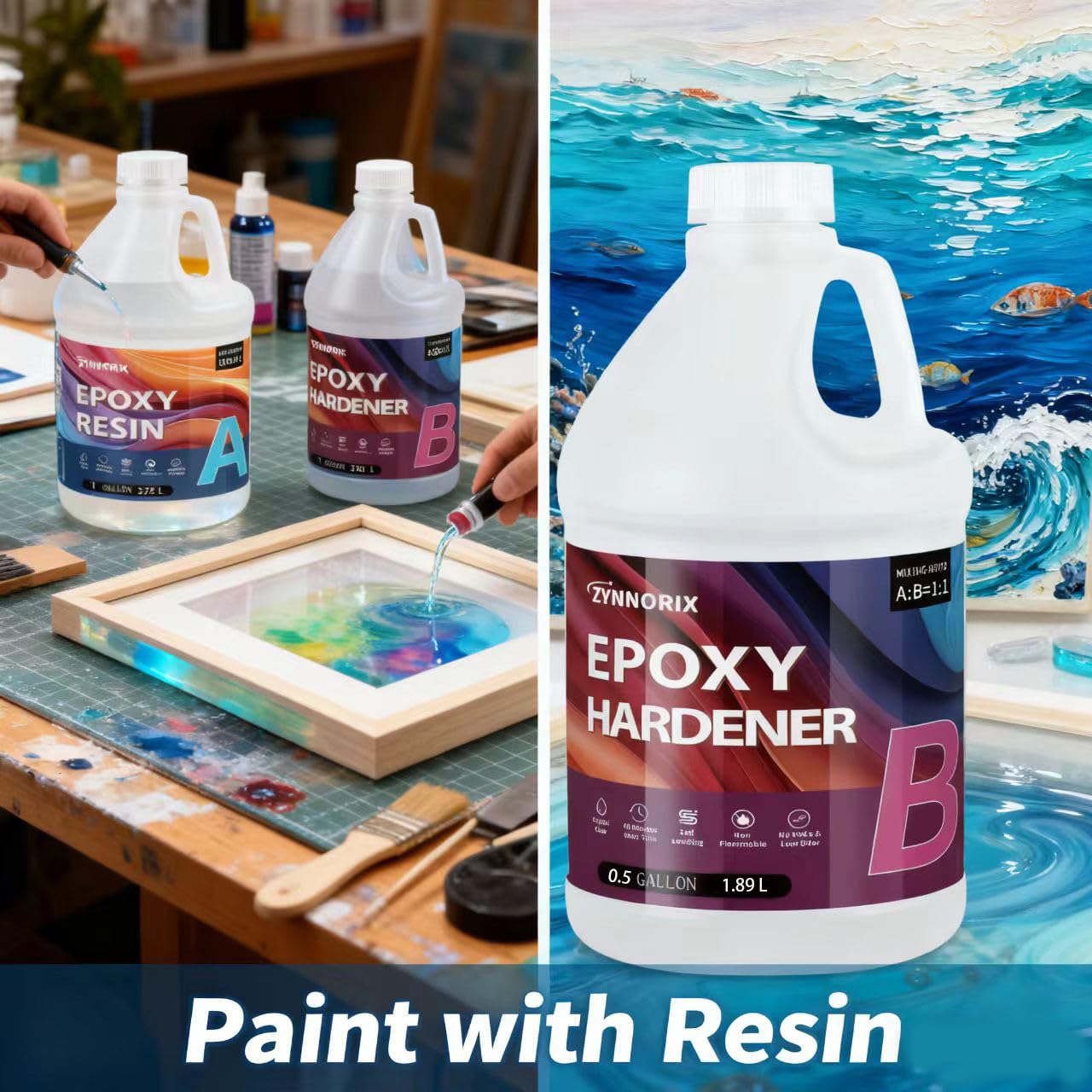 Zynnorix epoxy UV-resistant coating preserves color and detail in artwork.