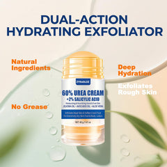 ZyraGloz Heel softening action on cracked skin.