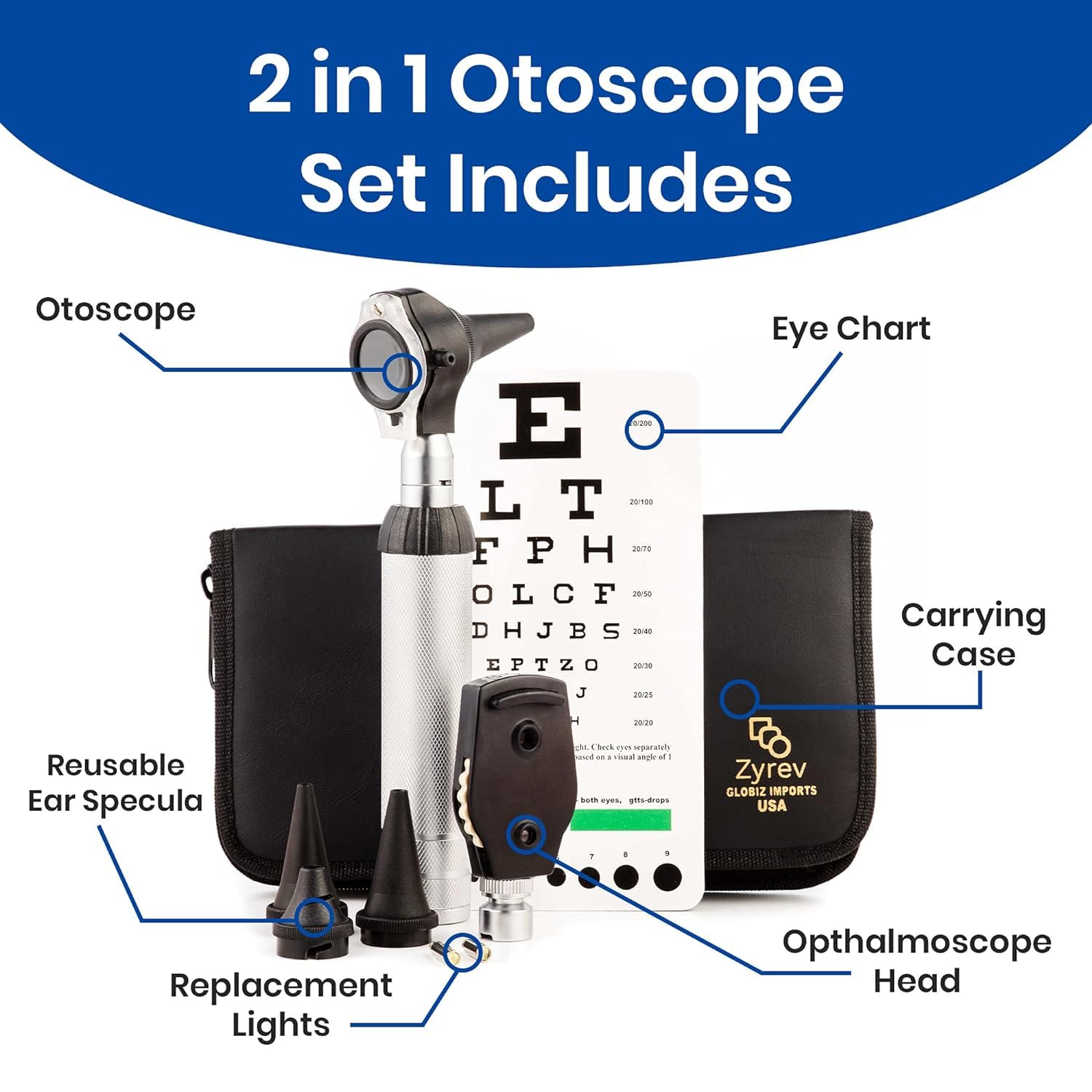 ZYREV otoscope head ready for ear exams in training sessions
