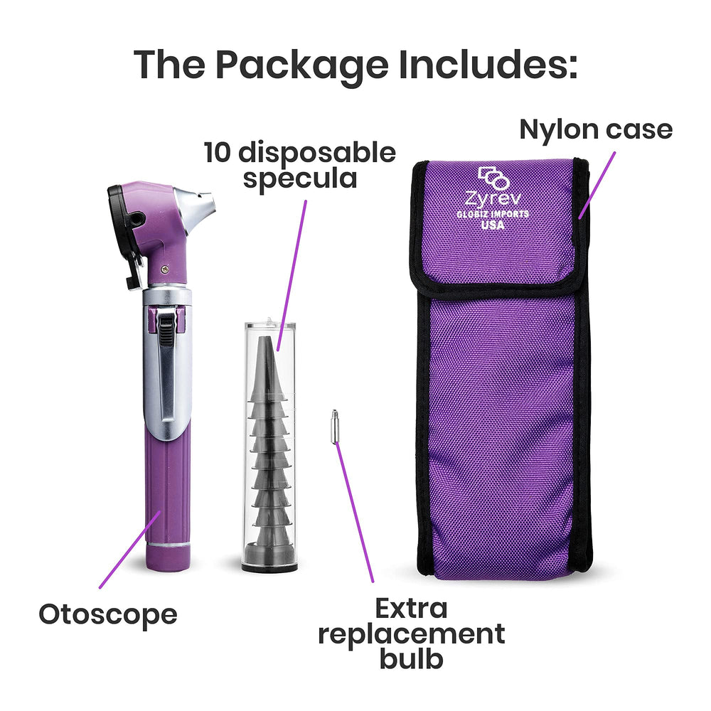 ZYREV ZetaLife Otoscope showing battery compartment for portable use.