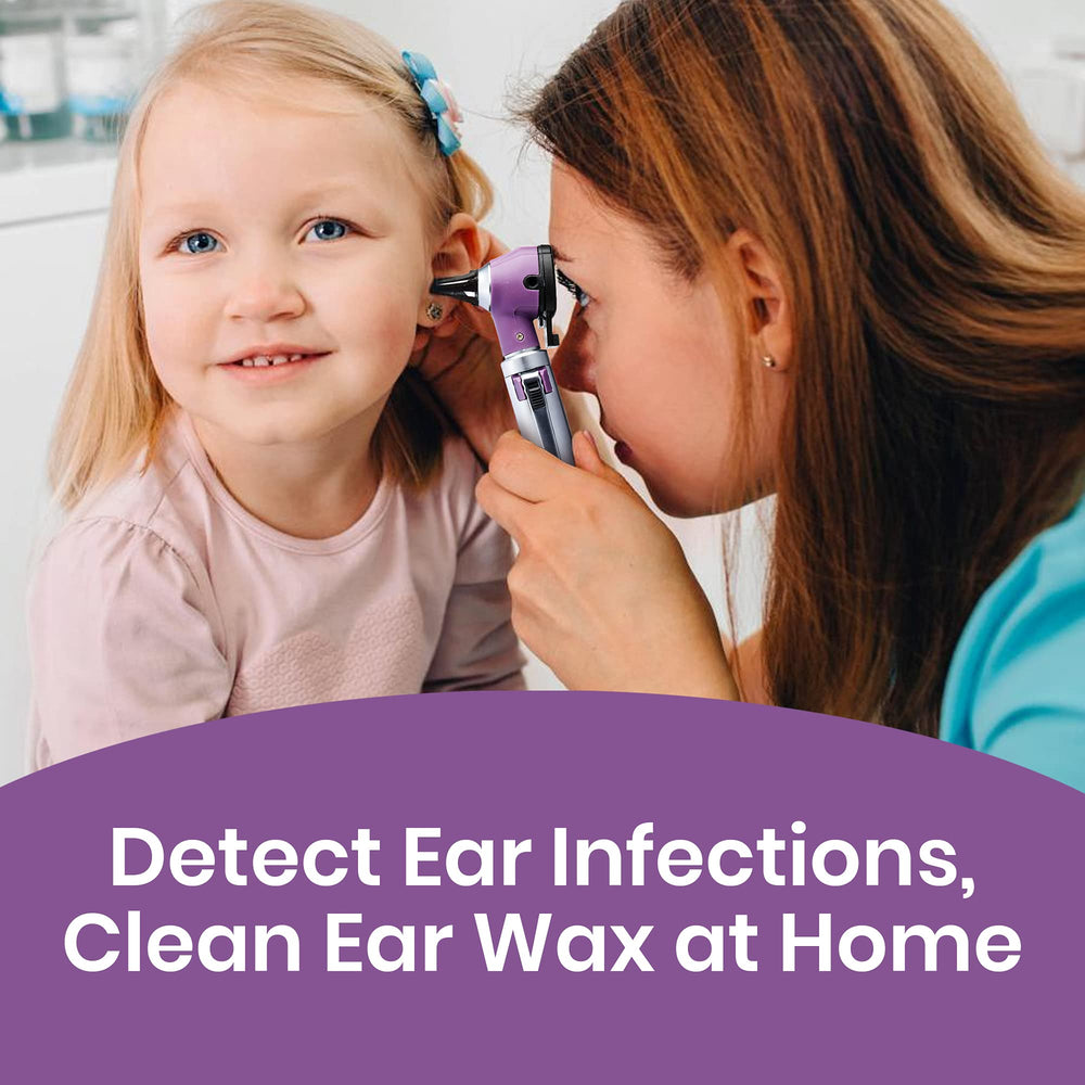 ZYREV ZetaLife Otoscope in purple case ensures safe transport and handy storage.