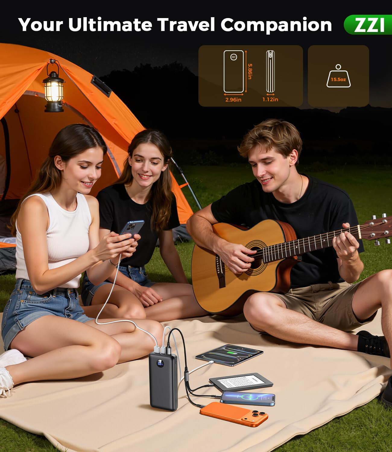 ZZI 60000mAh packaging includes cable and user manual.