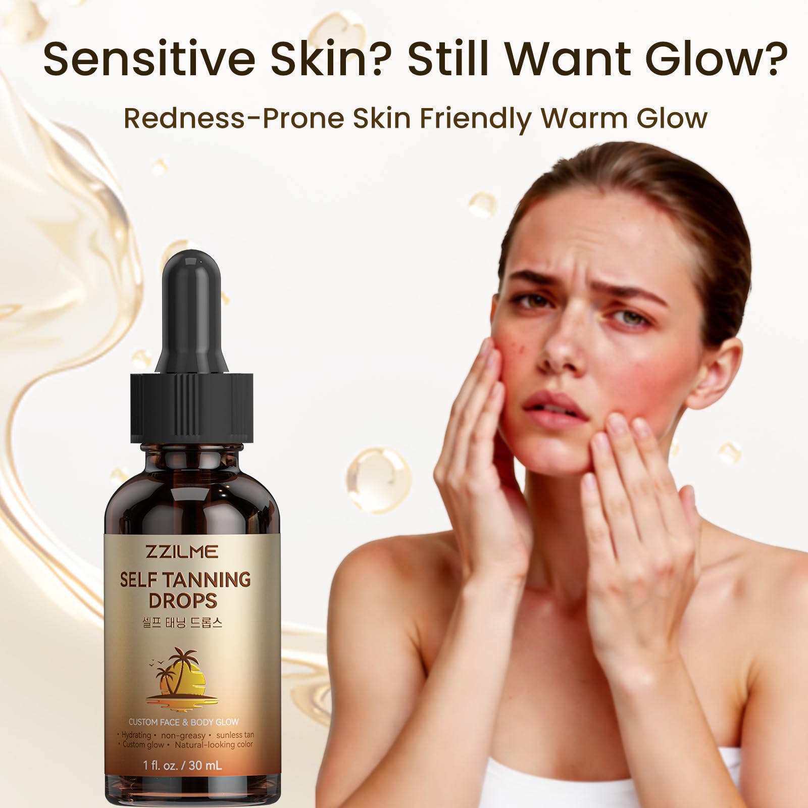 ZZILME self tanning drops body application on leg