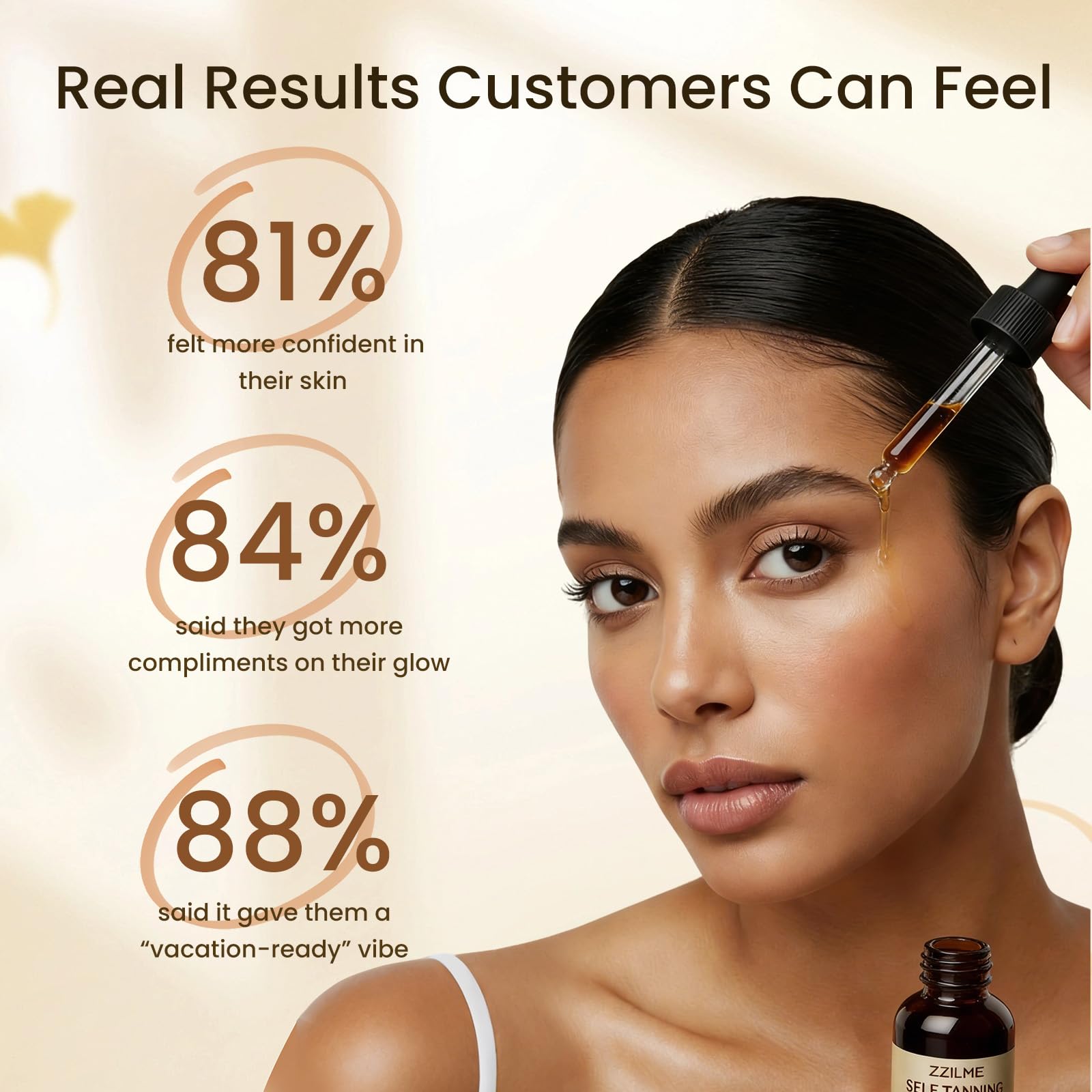 ZZILME self tanning drops foundation blending effect