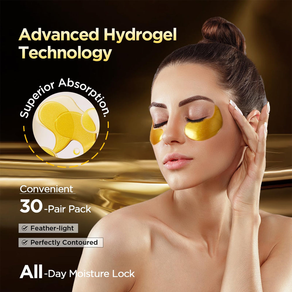 ZZILME 24k gold eye patches target puffiness and dark circles for a refreshed look.