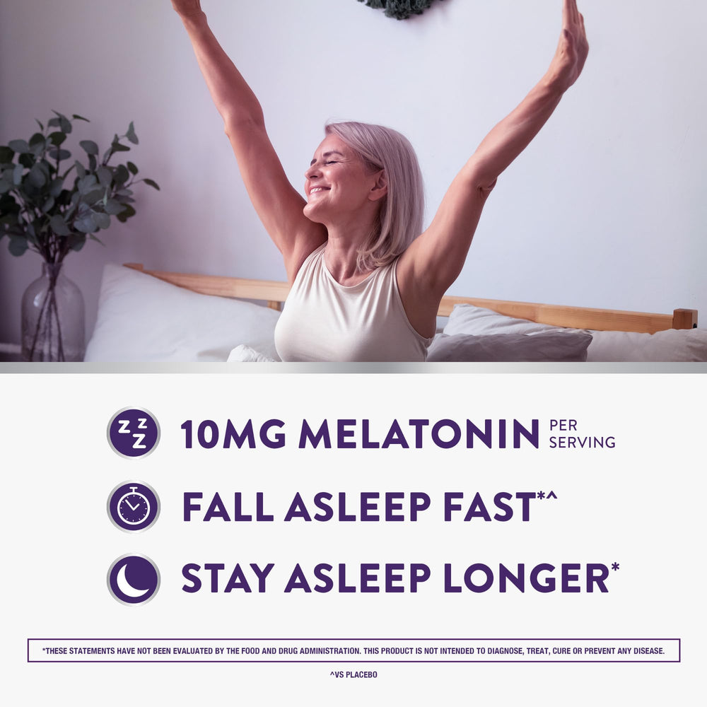 ZzzQuil Pure Zzzs botanicals image features chamomile and lavender for a calming aroma at bedtime.